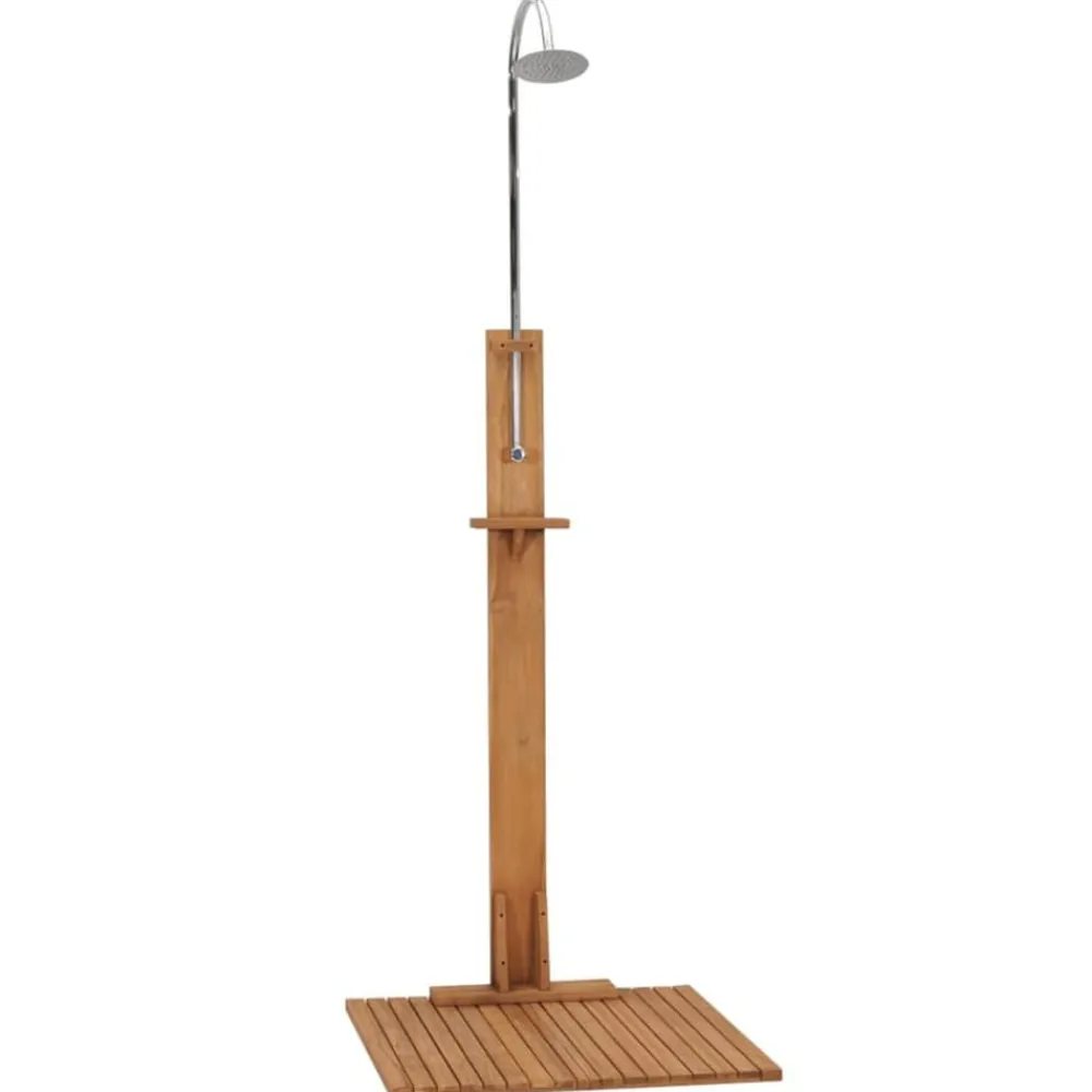 vidaXL Piscina Y Spa-Ducha de jardín de madera maciza de teca 75x75x210 cm