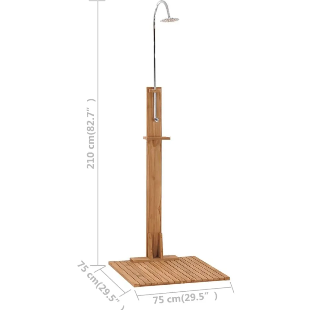 vidaXL Piscina Y Spa-Ducha de jardín de madera maciza de teca 75x75x210 cm