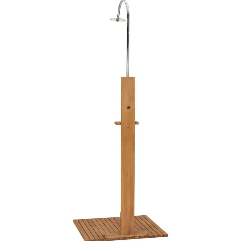 vidaXL Piscina Y Spa-Ducha de jardín de madera maciza de teca 75x75x210 cm
