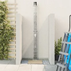 vidaXL Piscina Y Spa-Ducha Solar al Aire Libre Negro 217 cm PVC y Aluminio