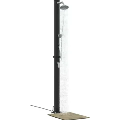 vidaXL Piscina Y Spa-Ducha Solar al Aire Libre Negro 217 cm PVC y Aluminio