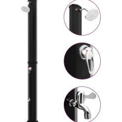 vidaXL Ducha solar exterior con rociador y grifo 35 L Negro Best