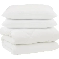vidaXL Ropa De Casa-Edredón con almohadas 3 pcs Microfibra y Plumas de Pato