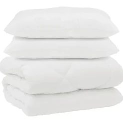vidaXL Ropa De Casa-Edredón con almohadas 3 pcs Microfibra y Plumas de Pato