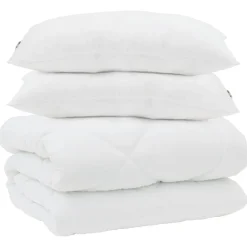 vidaXL Ropa De Casa-Edredón con almohadas 3 pcs Microfibra y Plumas de Pato