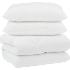vidaXL Ropa De Casa-Edredón con almohadas 3 pcs Microfibra y Plumas de Pato