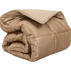 vidaXL Edredón de Invierno 135 x 200 cm Satén y Microfibra Dorado Outlet