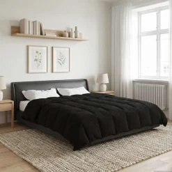 vidaXL Edredón de Invierno Acolchado 200 x 200 cm Microfibra Negro Hot