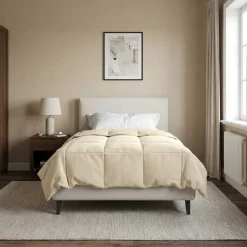 vidaXL Edredón de Verano Acolchado 135 x 200 cm Microfibra Crema Discount