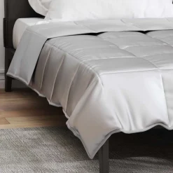vidaXL Edredón de Verano 135 x 200 cm Satén y Microfibra Plateado Best