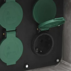vidaXL Suministros Eléctricos-Enchufe de exterior con estaca 4 vías apariencia piedra gris