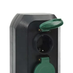 vidaXL Suministros Eléctricos-Enchufe de exterior con estaca 2 vías negro verde 15,5x11x24 cm
