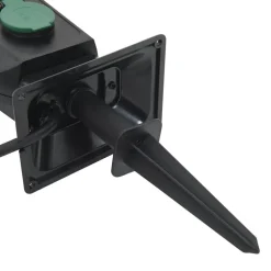 vidaXL Suministros Eléctricos-Enchufe de exterior con estaca 2 vías negro verde 15,5x11x24 cm