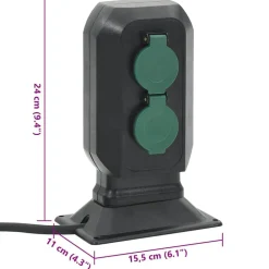 vidaXL Suministros Eléctricos-Enchufe de exterior con estaca 2 vías negro verde 15,5x11x24 cm