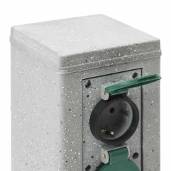 vidaXL Suministros Eléctricos-Enchufe de exterior con estaca 4 vías apariencia piedra gris