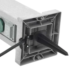 vidaXL Suministros Eléctricos-Enchufe de exterior con estaca 4 vías apariencia piedra gris