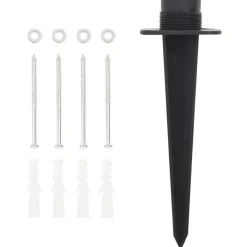 vidaXL Suministros Eléctricos-Enchufe de exterior con estaca 4 vías apariencia piedra gris