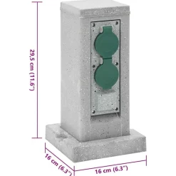 vidaXL Suministros Eléctricos-Enchufe de exterior con estaca 4 vías apariencia piedra gris