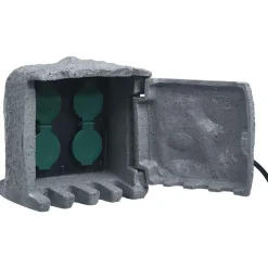 vidaXL Suministros Eléctricos-Enchufe de jardín 4 ranuras poliresina resistente al agua
