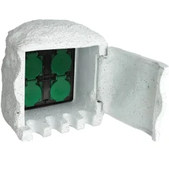 vidaXL Enchufe de jardín 4 ranuras resistente al agua resina Blanco Discount