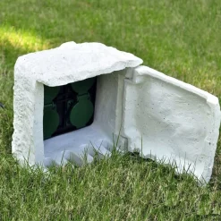 vidaXL Enchufe de jardín 4 ranuras resistente al agua resina Blanco Discount