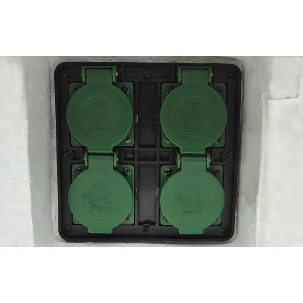 vidaXL Enchufe de jardín 4 ranuras resistente al agua resina Blanco Discount