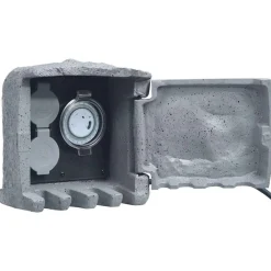 vidaXL Suministros Eléctricos-Enchufe de jardín 2 ranuras poliresina resistente al agua