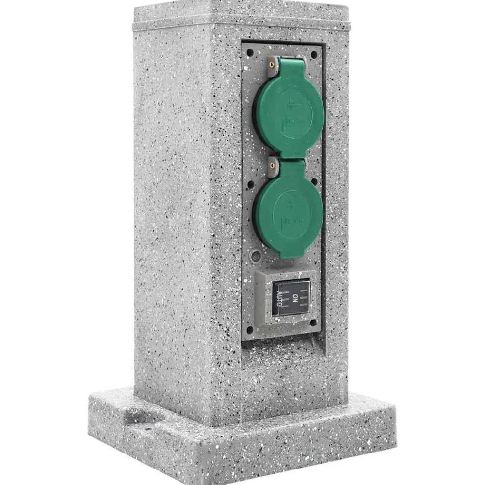 vidaXL Enchufe de jardín con sensor de ocaso columna plástico Hot