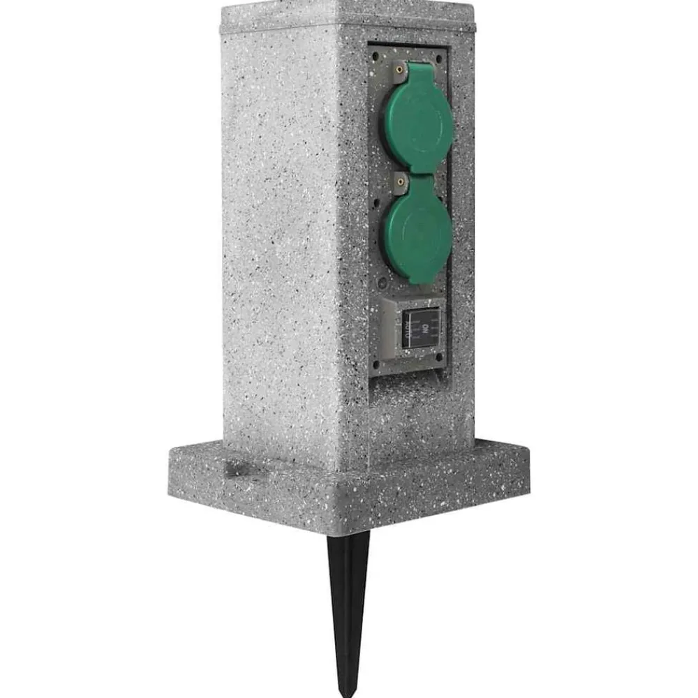 vidaXL Enchufe de jardín con sensor de ocaso columna plástico Hot