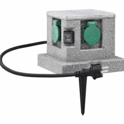vidaXL Enchufe de jardín con sensor de ocaso plástico Best