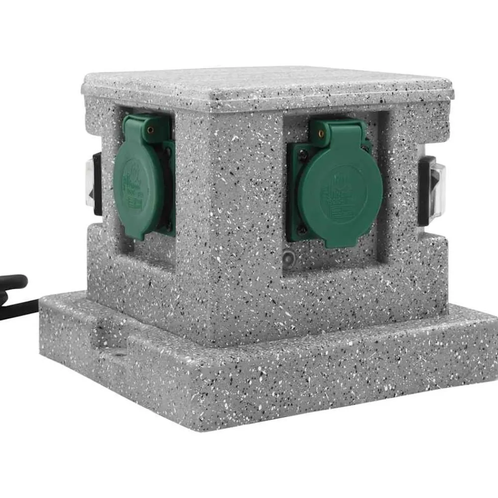 vidaXL Enchufe de jardín con sensor de ocaso plástico Best