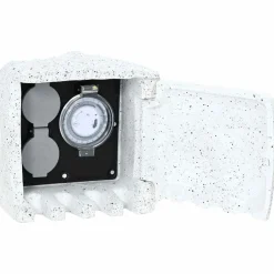 vidaXL Enchufe de jardín de piedra sintética con temporizador Blanco Outlet