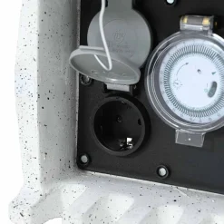 vidaXL Enchufe de jardín de piedra sintética con temporizador Blanco Outlet