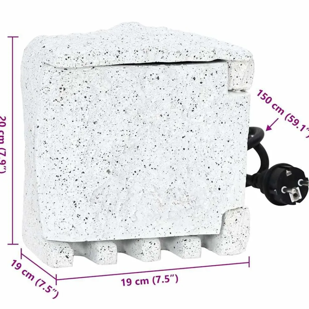 vidaXL Enchufe de jardín de piedra sintética con temporizador Blanco Outlet