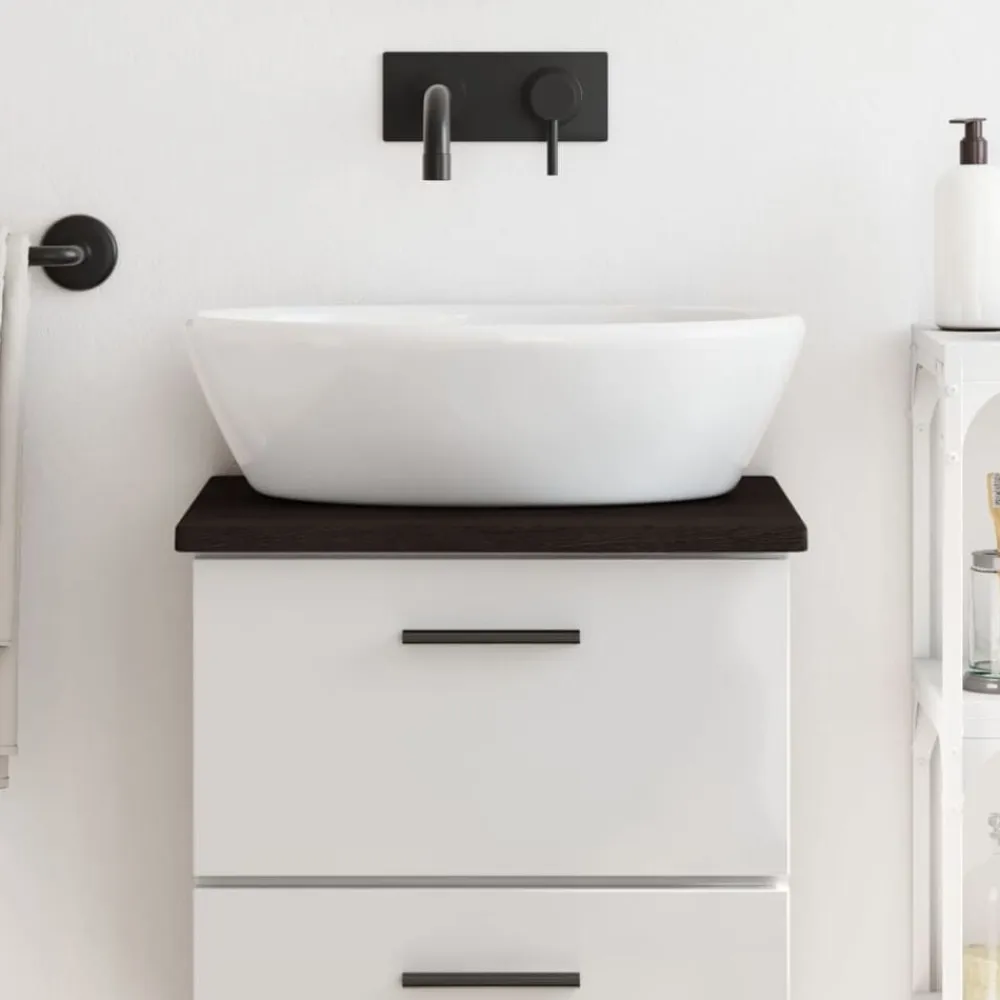 vidaXL Materiales De Construcción-Encimera baño madera maciza tratada marrón oscuro 40x30x2 cm