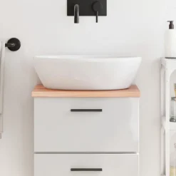 vidaXL Materiales De Construcción-Encimera de baño madera maciza tratada marrón claro 40x30x2 cm