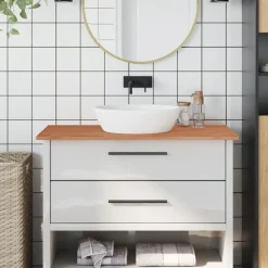 vidaXL Encimera de baño madera maciza de haya 100x50x1,5 cm Marr&oacute;n Clearance