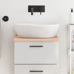 vidaXL Encimera de baño madera maciza sin tratar 40x30x2 cm Natural New