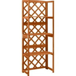 vidaXL Jardín-Enrejado con estantes madera maciza de abeto 55x30x140 cm