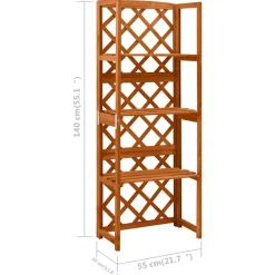vidaXL Jardín-Enrejado con estantes madera maciza de abeto 55x30x140 cm