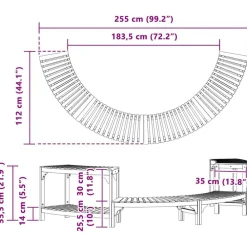 vidaXL Piscina Y Spa-Entorno de Tina de Hidromasaje Semicircular 252 x 112 x 55,5 cm