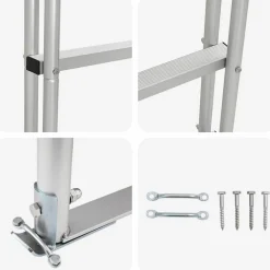 vidaXL Piezas Y Accesorios Para Vehículos-Escalera de muelle de 3 pasos Plateado 45 x 11,5 x 134 cm