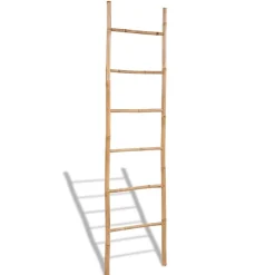 vidaXL Accesorios Para El Baño-Escalera para toallas con 6 peldaños de bambú