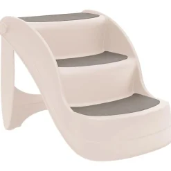vidaXL Escalera perros plegable 3 peldaños plástico 50x38x38cm Crema Sale