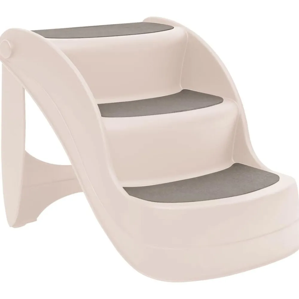 vidaXL Escalera perros plegable 3 peldaños plástico 50x38x38cm Crema Sale