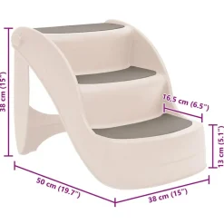 vidaXL Escalera perros plegable 3 peldaños plástico 50x38x38cm Crema Sale