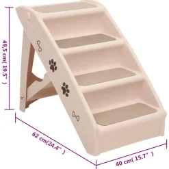 vidaXL Productos Para Mascotas-Escalera plegable para perros 62x40x49,5 cm