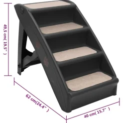 vidaXL Escalera plegable para perros 62x40x49,5 cm Negro Outlet