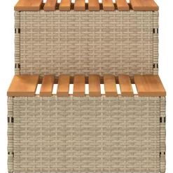 vidaXL Escalón bañera hidromasaje 50x50x50,5 cm ratán sintético Beige New
