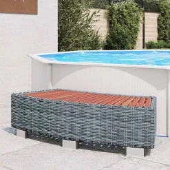 vidaXL Piscina Y Spa-Escalón de bañera de hidromasaje ratán PE 92x45x25 cm
